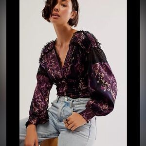 FREE PEOPLE Black Combo Worth The Wait Bodysuit NWT size small